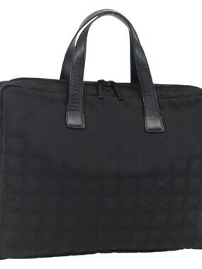 CHANEL New Travel Line Hand Bag Nylon Black CC Auth BA10852
